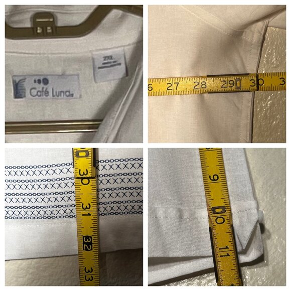 Cafe Luna Men's 2XL Dress Shirt Short Sleeve Button Up XO Design Linen/Viscose - Picture 9 of 16